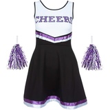 REDSTAR FANCY DRESS Cheerleaderkostüm Damen mit Cheerleader Pompoms – Cheerleader Kostüm Damen – Kostüm Damen als High School Cheerleader – Halloween Kostüm Damen