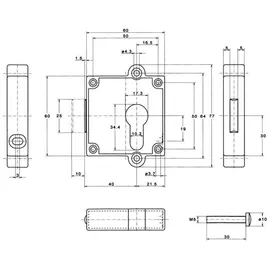 ede - junie Riegelschloss Dorn 40 mm PZ,