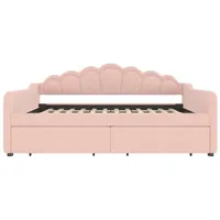 MC Star Schlafsofa Tagesbett mit Schubladen, Einzelbett (ohne Matratze), Samt, Farbwechselbarer LED-Streifen, 90x200cm, Rosa rosa