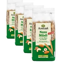 Alnatura Bio Nuss Müsli mit 17% Nüssen & Mandeln, 0,5 kg (Packung mit 4)