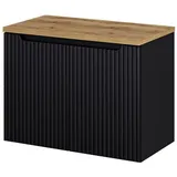 [en.casa] Waschbeckenunterschrank Skelbolu mit 2 Türen 80x60x40cm Schwarz/Eichenoptik