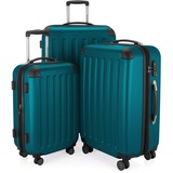 HAUPTSTADTKOFFER - SPREE - 3er Trolley-Set Rollkoffer Reisekoffer, (S, M und L) Koffer-Set, 4 Doppel-Rollen, , Aqua Grün