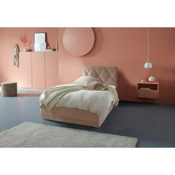 Polsterbett "Adamas", beige, L:210cm, Bezug: 100% Polyester, Polsterung: Polsterwatte, Material Gestell: gepolsterter Holzwerkstoff, WESTFALIA SCHLAFKOMFORT, Betten, auch mit Bettkasten, Knopfheftung mit Strasssteinen