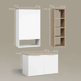 livinity® Wohnwand, Piave Weiß/Sonoma 5 Teile