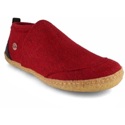 WoolFit Homeoffice Hausschuhe Taiga Hausschuh mit Naturkautschuk Sohle rot 44