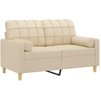 vidaXL 2-Sitzer-Sofa mit Zierkissen Creme 120 cm Stoff