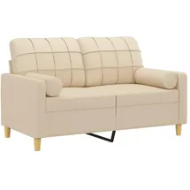 vidaXL 2-Sitzer-Sofa mit Zierkissen Creme 120 cm Stoff