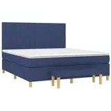 vidaXL Boxspringbett mit Matratze Blau 160x200 cm Stoff