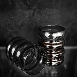 Mulex 2er Set Wave-Style Trinkgläser-Set in Schwarz Kaffeegläser Getränkebecher - 300 ml