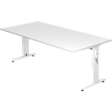 Hammerbacher Ergonomic O-Serie OS2E/W/W Schreibtisch weiß rechteckig, C-Fuß-Gestell weiß 200,0 x 100,0 cm