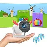 Mini Beamer 4K 1080P Unterstützt,Android OS 11 mit Kinder APP Eingebaut WiFi Bluetooth,DANCIEYA Smart Tragbarer Projektor Automatische Trapezkorrektur Retro-Gamecontroller für Kinderzimmer (300Pro)