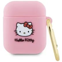 HELLO KITTY Hka23dkhsp AirPods 1/2 Hülle, Rosa/rosa Silikon, 3d-katzenkopf