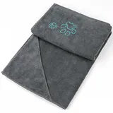 Winthome Hundehandtuch, hundehandtuch extra saugfähig, microfaser handtücher für Hunde Katzen, Großer Hunde Bademantel Schnelltrocknend Warm (77x97cm, Grau)