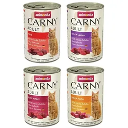 animonda Carny Adult 24 x 400g Mixpaket (Rind&Lamm, Rind&Huhn,Rind,Rind&Herz) Katzennassfutter