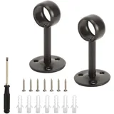 JYYWTSI 2 Stück Gardinenstangen Halterung 22mm Gardinenstangenhalterung Deckenhalterung Wandhalterung Curtain Rod Holder Schwarz Edelstahl Gardinenstange Halter Vorhangstange Halterung mit Schrauben