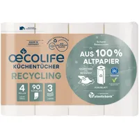 Oecolife Küchenrollen 3-lagig, 4 Rollen