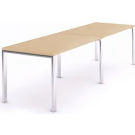 Rocada Mehrfacharbeitstisch Total BxTxH 320x80x73cm Gestell verchromt Platte Melamin buche.