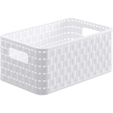 Rotho Country Aufbewahrungskiste 6l in Rattan-Optik, Kunststoff (PP) BPA-frei, weiss, A5/6l (28.0 x 18.5 x 12.6 cm), White
