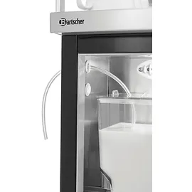 Bartscher 190091 Milchkühlschrank-Tassenwärmer-Kombi (537 mm hoch, Schwarz/Silber)