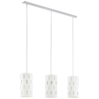 EGLO Pendelleuchte Ronsecco, 3 flammige Hängelampe Modern, Hängeleuchte aus Stahl in Weiß, Esstischlampe, Wohnzimmerlampe hängend mit E27 Fassung