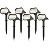 Brandson Solarleuchte schwarz 6x LED Gartenstrahler 80 Lumen IP65