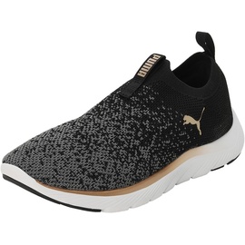 Puma Softride Remi Slip-On Knit Wn'S Road Running Shoes, Puma Black-Puma Gold-Cool Dark Gray, 37.5 EU