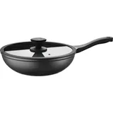 Pintinox Wok PINTINOX "Pro", schwarz (schwarz, transparent), Ø:30cm, Pfannen, Wok, 3-lagige Antihaftbeschichtung, Ø 30 cm, inkl. Deckel, Induktion