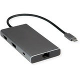 VALUE USB Typ C Dockingstation, HDMI+DP 4K60, 3x USB 3.2Gen1 (1x C + 2x A), 1x PD, 1x RJ45