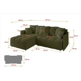 altdecor Ecksofa LONLI-L Bouclé 2-Sitzer Grün