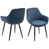SalesFever Armlehnstuhl Strukturstoff dunkelblau 2er Set