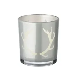 Edzard 2er-Set Teelichtglas Ati (Höhe 8 cm, grau, Geweih-Motiv