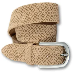 Ledergürtel SILBERGIFT, Damen, Gr. 80, beige, Rindsleder, feminin,modisch,casual,klassisch, Gürtel, Reptilien-Prägung, Vollrindleder