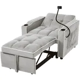 Wishdor Schlafsessel, Hellgrau, Kunststoff, 1-Sitzer, Rechteckig, 83x76x75 cm, Wohnzimmer, Sessel, Schlafsessel