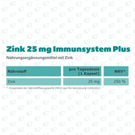 r(h)ein nutrition & health gmbh Zink 25 mg Immunsystem Plus hochdosiert+vegan Kapseln