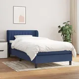 vidaXL Boxspringbett mit Matratze Blau 90x200 cm Stoff