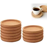 Kork Untersetzer Rund Extra Dick,Absorbierende Hitzebeständige Kork Untersetzer mit Erhöhtem Rand Tischschutz Wiederverwendbarer für die Meisten Tassen in Dem BüRo oder zu Hause (10pc)