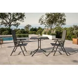 KETTLER Boulevard/Basic Plus Garten-Essgruppe, anthrazit, Alu/KETTALUX/Textilene, Klapptisch 80 x 80 cm, 2 Klappstühle