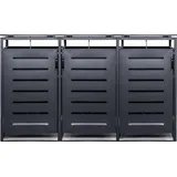 Mülltonnenbox Müllbox Mülltonnenverkleidung mit Schloss - BASIC - 3er - Anthrazit - 240l - 3 Türen - Grau