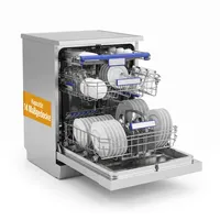 LORD D7 Freistehender Geschirrspüler 60 cm, 14 Maßgedecke, 8 Programme, extra leise 42 dB, AquaStop, BLDC Inverter Motor, Automatische Türöffnung, LED-Display, Edelstahl