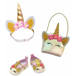 Heless Puppen-Accessoires-Set "Glitzer-Einhorn" - 3-teilig Gr. 38-45 cm