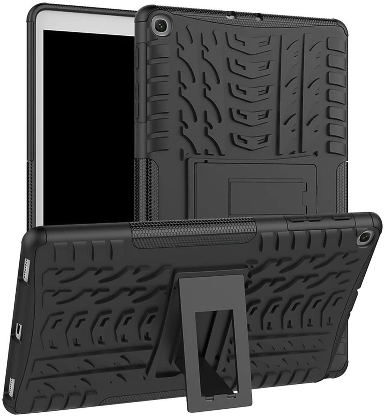 CoolGadget Samsung Galaxy Tab A 10.1 2019 Hybrid Outdoor Hülle – Stoßfestes Panzer Case mit Ständer, Strapazierfähige TPU & PC Schale, Schwarz