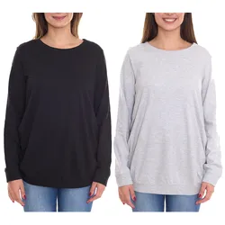 neun 9 monate Damen schlichtes Schwangerschafts-Shirt Umstands-Mode Grau oder Schwarz - 36/38