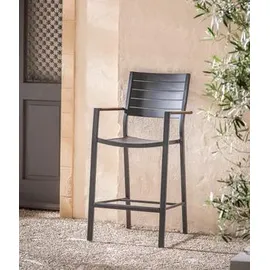 Dehner Barstuhl Montpellier 56,5 x 55,5 x 113 cm Dunkelgrau/Braun