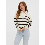 Vero Moda VMSABA STRIPE LS HIGHNECK BLOUSE GA NOOS in Beige EU