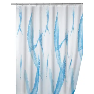 Wenko 20054100 Duschvorhang Blues - Anti-Schimmel/Anti-Bakteriell, Polyester, 180 x 200 cm, weiß/blau
