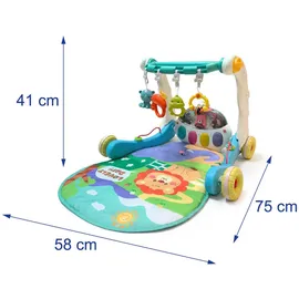 Relaxdays Spielbogen, mit Rollen, Musik & Licht, HBT: 41 x 58 x 75 cm, Baby Gym, Krabbeldecke Dschungel, blau