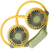 Tragbarer, Faltbarer, Per Usb Aufladbarer Nackenventilator Mit Freisprechfunktion, Mini-hängeventilator Für Büro Und Reisen, Gelb