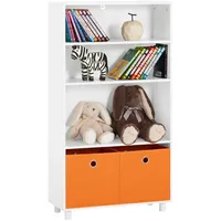 SoBuy Bücherregal Kinder Spielzeugregal Kinderregal mit 2 Boxen Weiß KMB68-W