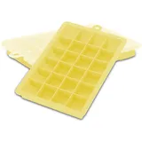 Intirilife 2x Eiswürfelformen in GELB – 2er Set à 24 Fächer Eiswürfel Silikonformen mit Deckel – Flexibler Eiswürfelbehälter Verschließbar