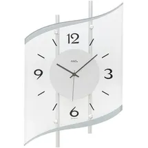 AMS Funkwanduhr (Exklusiv-Modell,Quarzuhr,Made in Germany,Wohnzimmer,Esszimmer,Büro) silberfarben